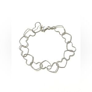 Sterling Silver Heart Link Bracelet 7”